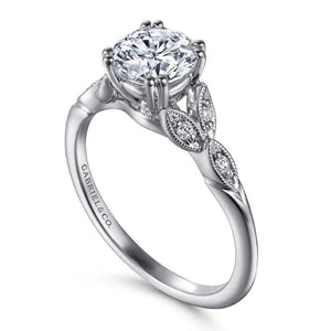 Gabriel & Co 14K White Gold Victorian Floral Engagement Ring ER11721R4W44JJ