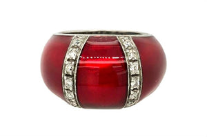 Soho Sterling Silver Red Enamel Dome Diamond Ring AR158D2GRANATO