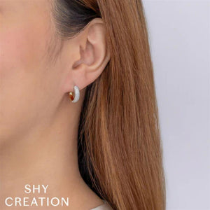 Shy Creation 14K Two Tone Diamond Hoop Earrings SC55025461