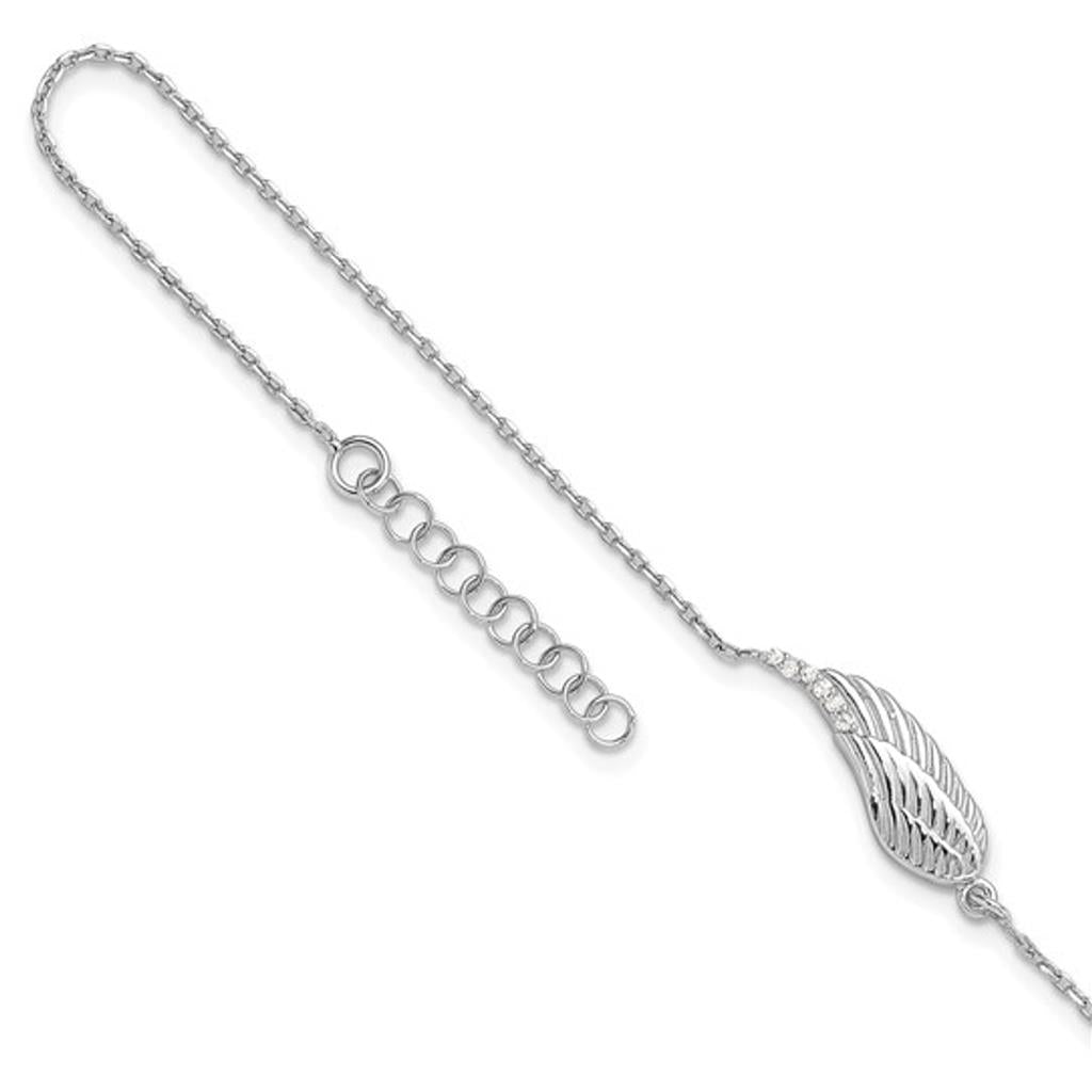Sterling Silver CZ Angel Wing Anklet QLF1324-9