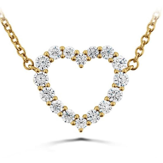 Hearts On Fire 18K Yellow Gold Medium Diamond Heart Necklace HFPSIGH00398Y