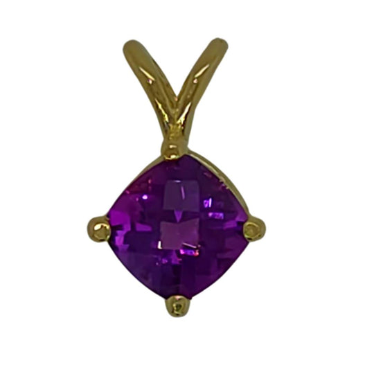 14K Yellow Gold Amethyst Solitaire Pendant 29012AMETHYST
