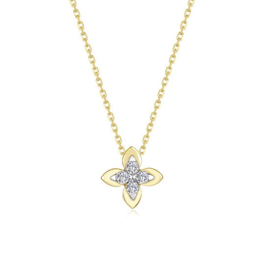 Lafonn Sterling Silver Gold Plated Magnolia Blossom Simulated Diamond Necklace N0371CLT20