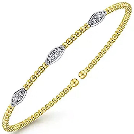 Gabriel & Co 14K Two-Tone Gold Bujukan Diamond Marquise Stations Bangle BG4437-62M45JJ