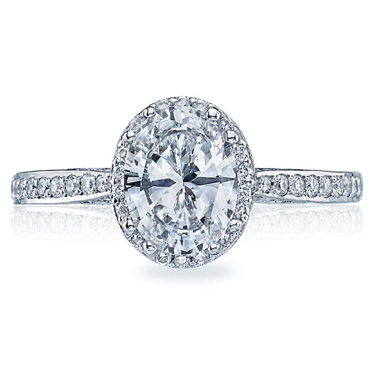 Tacori 18K White Gold Dantela Diamond Halo Engagement Ring 2620 OV SM P W