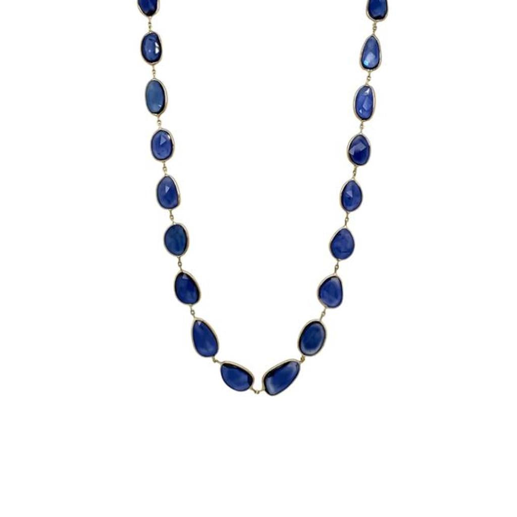 Raymond Mazza 14KY Blue Sapphire Slice Necklace NZ6700