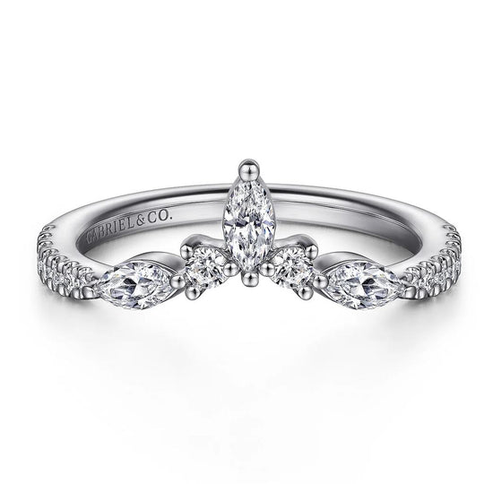 Gabriel & Co 14K White Gold Devotion Curved "V" Diamond Band AN15563W44JJ