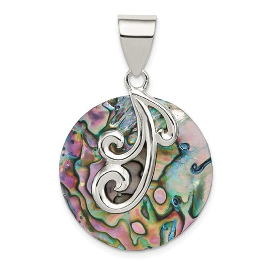 Sterling Silver Round Abalone Pendant QP1311