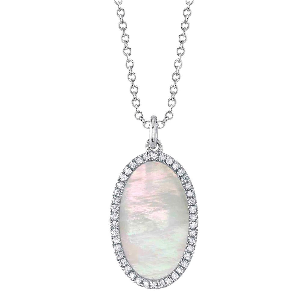 Shy 14KW Diamond and Mother of Pearl Necklace SC55026957