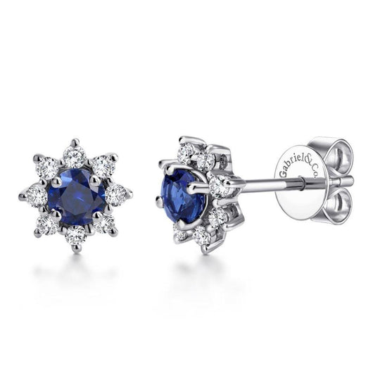 Gabriel & Co 14K White Gold Sapphire Diamond Star Studs EG11821W45SA