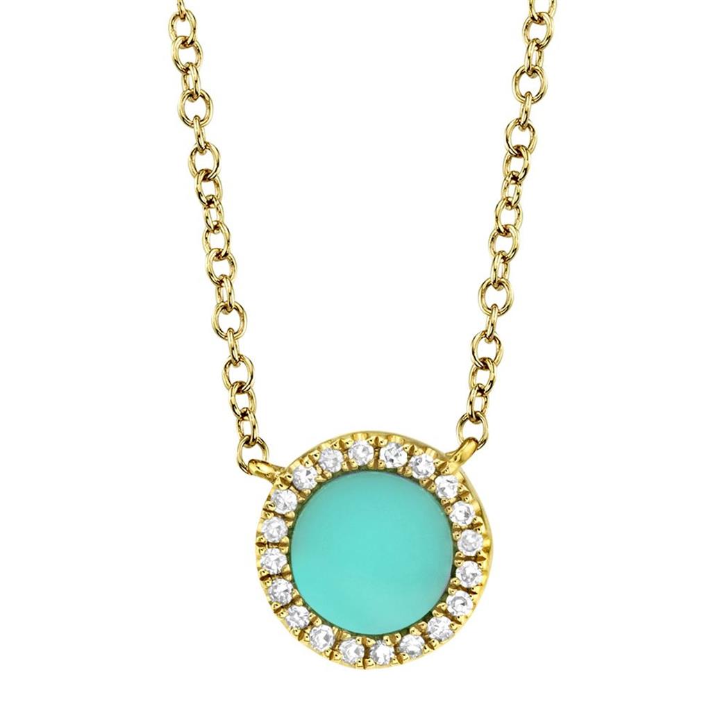 Shy 14KY Turquoise Diamond Necklace SC55003115