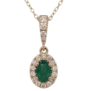 Costar 14K Yellow Gold Emerald Diamond Halo Necklace RP33943CY-EM