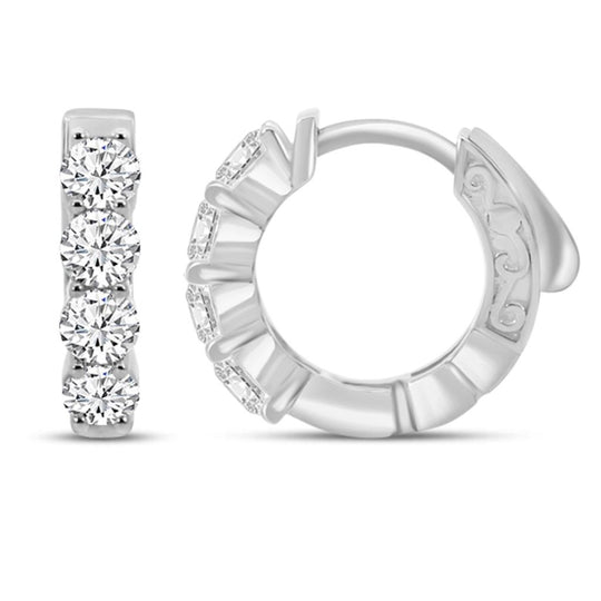 14K White Gold Diamond Huggie Earrings EG100RB08-4W-EEQ