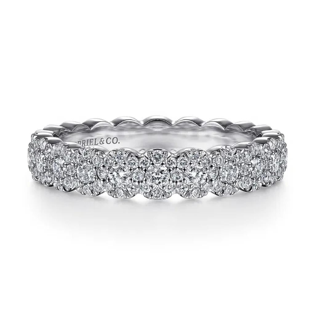 Gabriel & Co 14K White Gold Round Diamond Halo Anniversary Band AN14685W44JJ