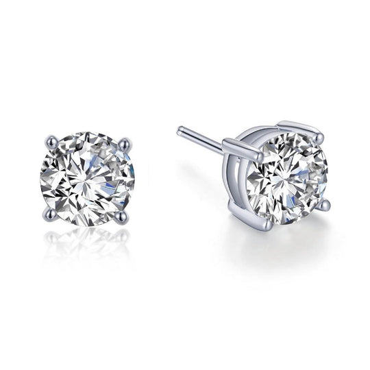 Lafonn Sterling Silver Platinum Plated 4 Prong 2ct Simulated Diamond Studs E018CLP00