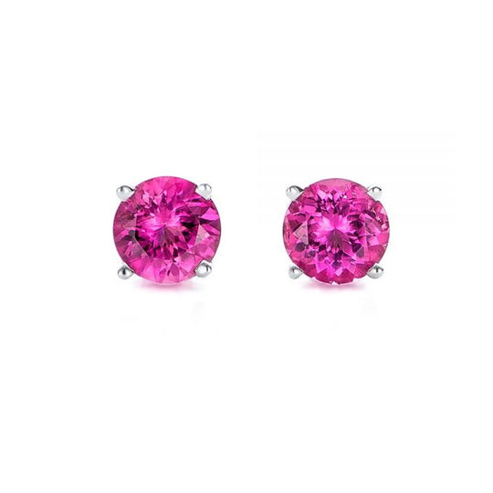 Sterling Silver Pink Rubellite Tourmaline Stud Earrings 21349/Tourmaline