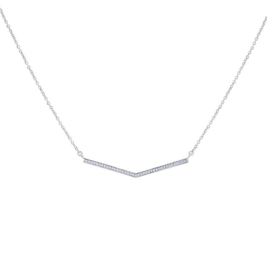 Costar 14K White Gold Pointed Diamond Bar Necklace RP33813W
