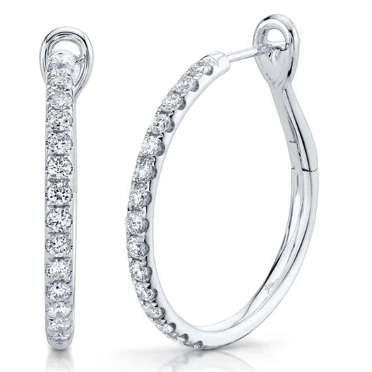 Shy Creation 14K White Gold Diamond Hoop Earrings SC22005539