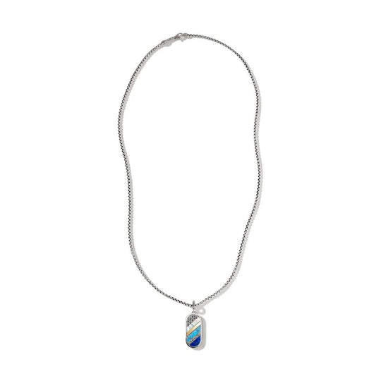 John Hardy Sterling Silver and 18K Yellow Gold Mother of Pearl, Turquoise, Lapis Lazuli Necklace NMZS9009655MOPLPZX24