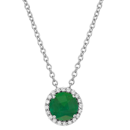 Lafonn Sterling Silver Platinum Plated 6mm Simulated Emerald Simulated Diamond Halo Necklace BN001EMP18