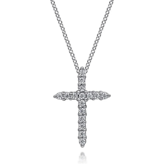 Gabriel & Co 14K White Gold Diamond Cross Pendant Necklace NK4816W45JJ