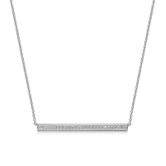Hearts On Fire 18K White Gold Barre Diamond Pave Necklace UU28778W