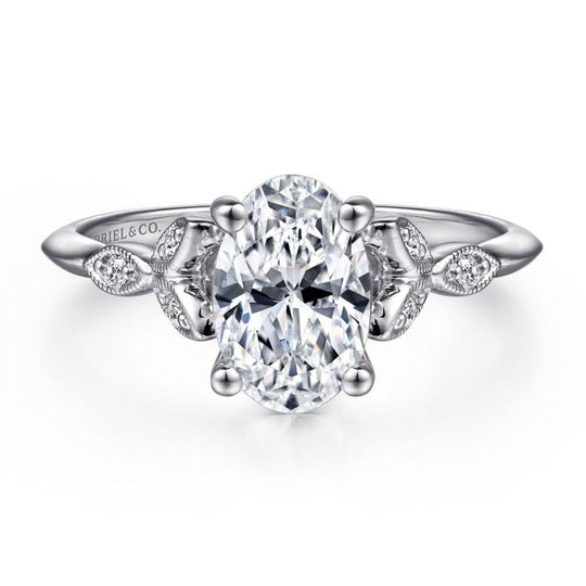 Gabriel & Co 14K White Gold Victorian Floral Diamond Engagement Ring ER11747O3W44JJOV