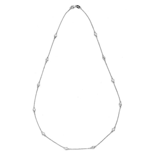 14K White Gold Diamonds By The Yard Station Necklace DBYN-12W-100