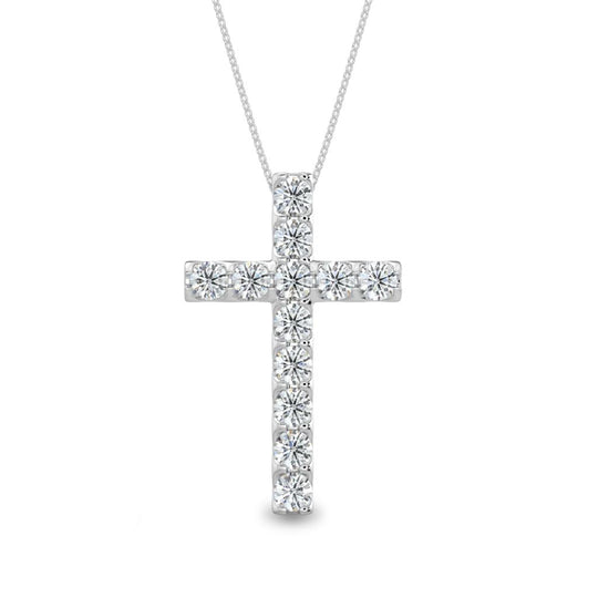 14K White Gold XL Diamond Cross Necklace PC100UL12-4W-LZQ