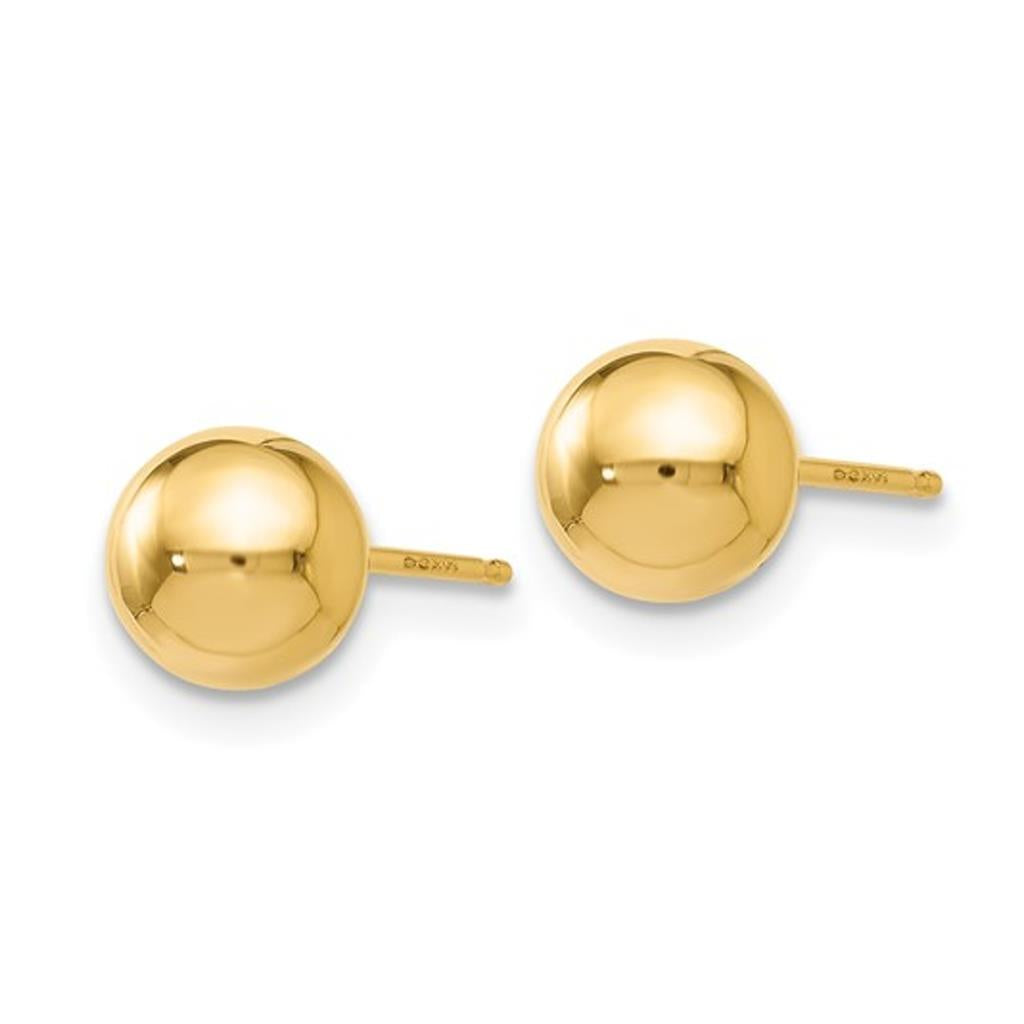 14K Yellow Gold 6mm Ball Stud Earrings 17Z