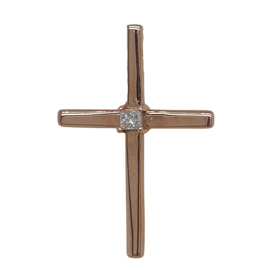 14K Rose Gold Diamond Cross Pendant DIACROSS
