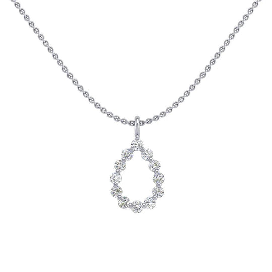 CW Signature 18K White Gold Teardrop Diamond 12 Stone Necklace P0483