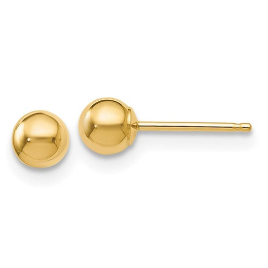14K Yellow Gold 4mm Ball Stud Earrings 15Z