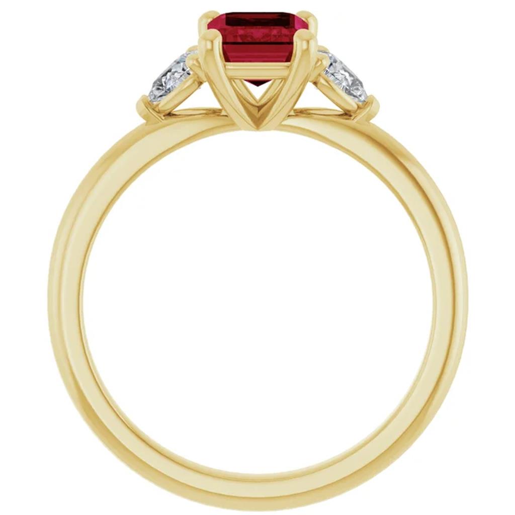 14KY Lab Grown Ruby & Diamond 3 Stone Ring 124694/RUBYDIA