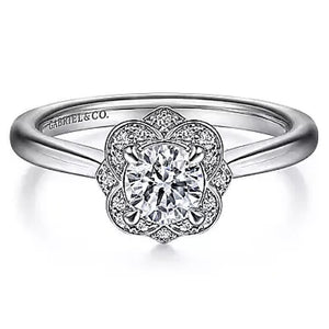 Gabriel 14K White Floral Diamond Halo Engagement Ring ER15427R2W44JJ