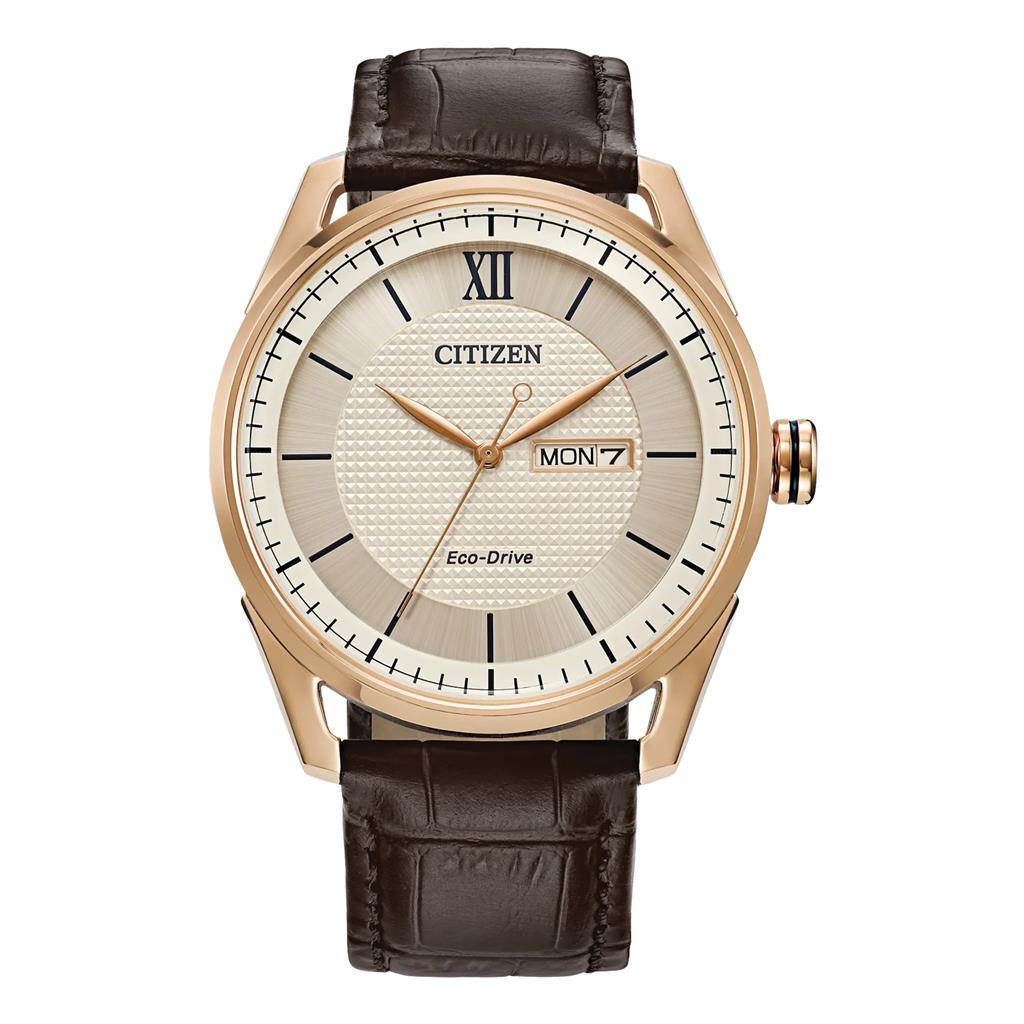 Citizen Gents Gold Tone Stainless Steel Classic Eco Drive Watch AW0082-01A