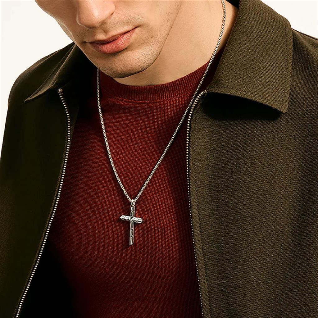 John Hardy Sterling Silver Icon 50 Cross Pendant Necklace NM989477X24