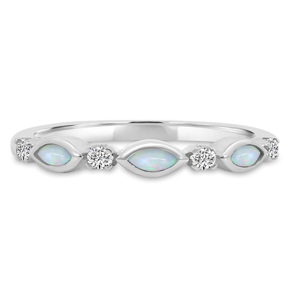 10K White Gold Diamond and Opal Ring M13R2353V0910-OP