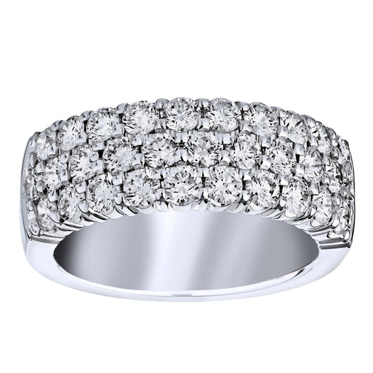 CW Signature 18K White Gold Three Row Diamond Ring R01319