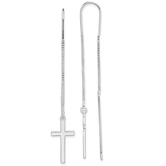 Sterling Silver Latin Cross Threader Earrings QE13600