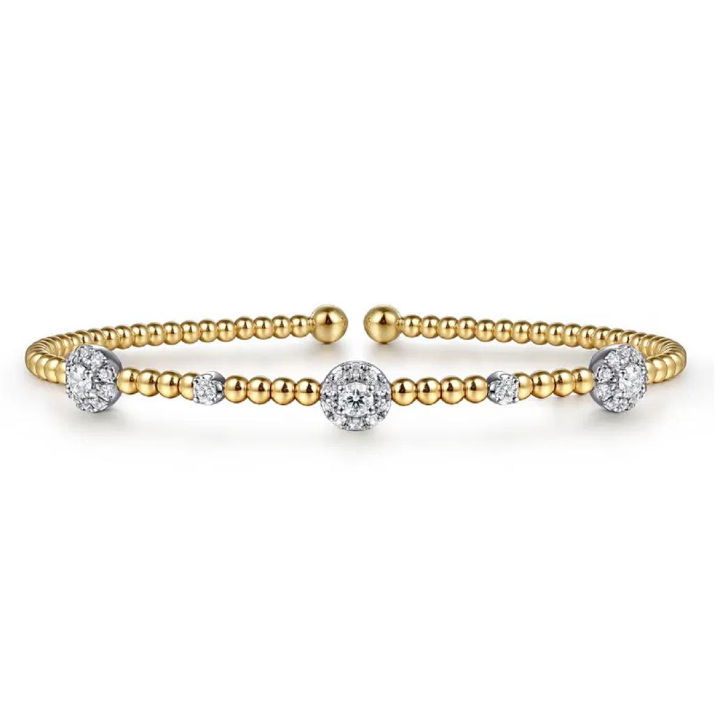 Gabriel & Co 14K Two-Tone Bujukan Diamond Cluster Station Bangle BG4440-62M45JJ