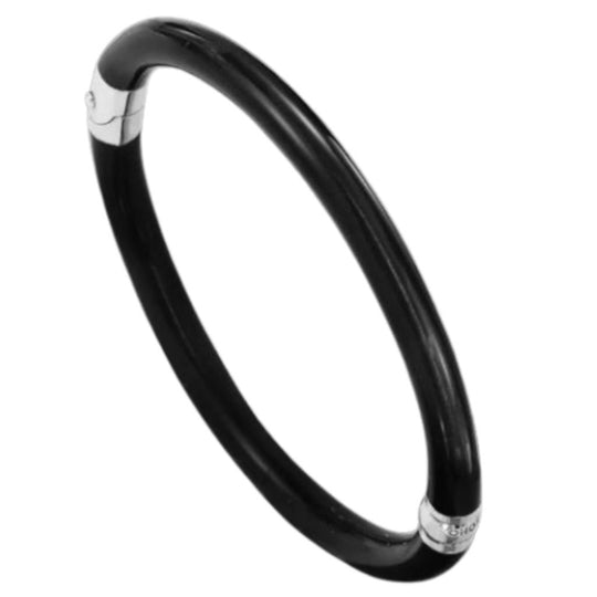 Soho Sterling Silver Black Enamel Bangle AB121SDARK