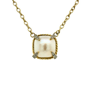 Raymond Mazza 14KY Mabe Pearl Diamond Necklace NZ5940