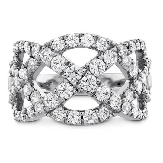 Hearts on Fire 18K White Gold Intertwining Diamond Ring HFRINTW01508W