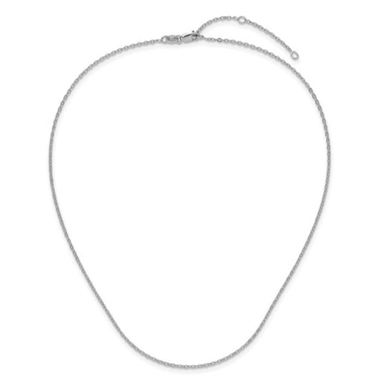 Sterling Silver Rhodium Plated Diamond-Cut 1.4mm Cable Chain FC104-16+2
