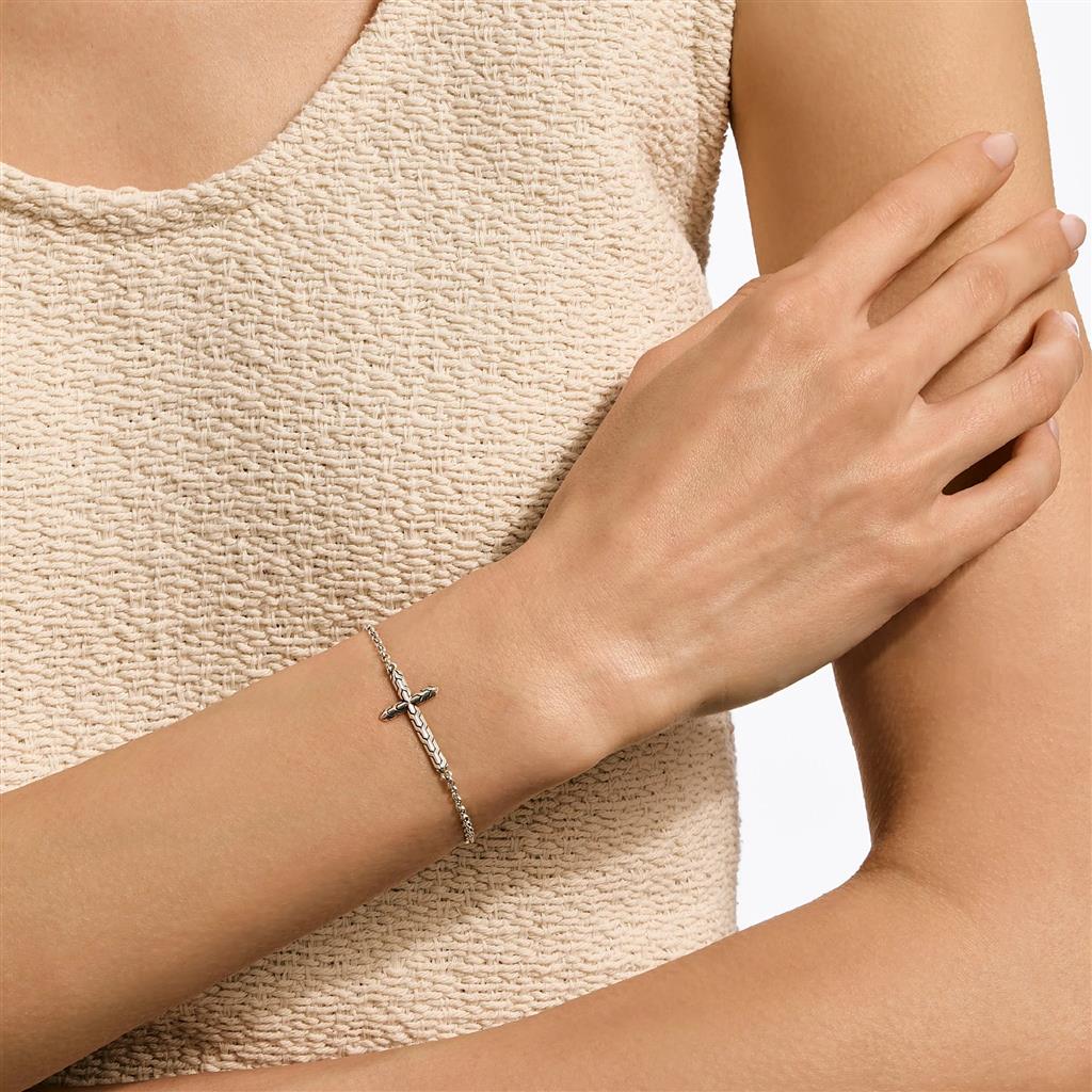 John Hardy Sterling Silver Mini Rolo Chain Cross Bracelet BU98941XUL