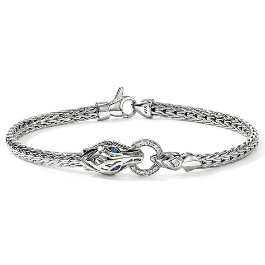 John Hardy Sterling Silver Naga Diamond & Blue Sapphire Bracelet BUP603752BSPDIXUM