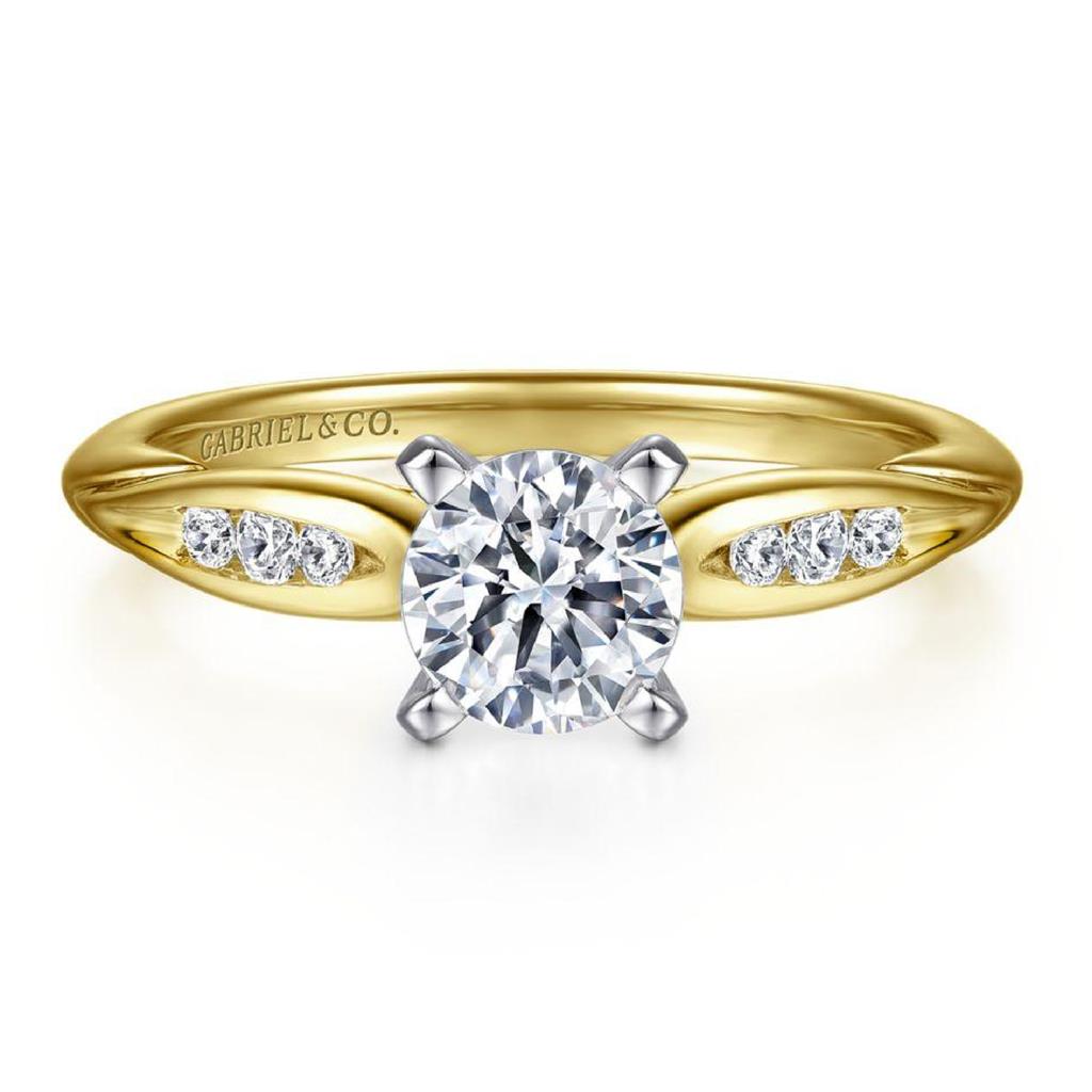Gabriel & Co 14K Yellow and White Gold Contemporary Diamond Engagement Ring ER11749R2M44JJ