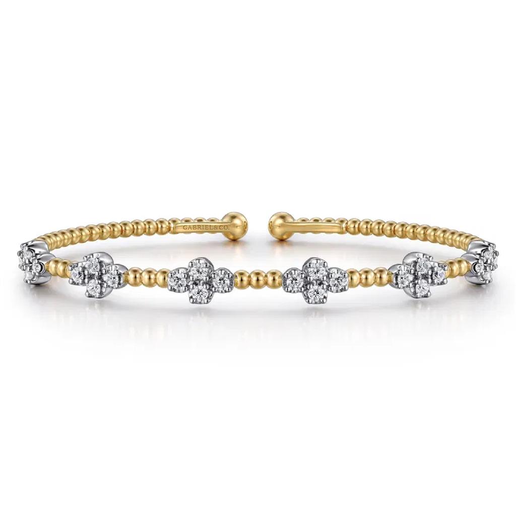 Gabriel & Co 14K Two-Tone Bujukan Diamond Clover Bangle BG4782-62M45JJ