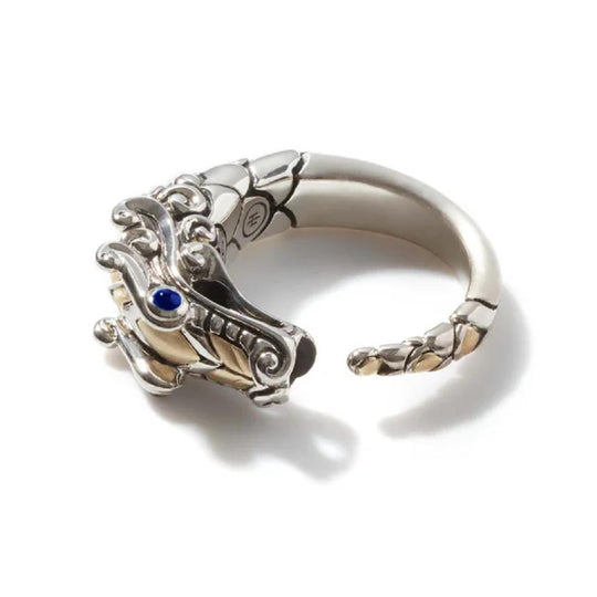John Hardy 18K Yellow Gold and Sterling Silver Naga Ring RZS650120BHBSPX7